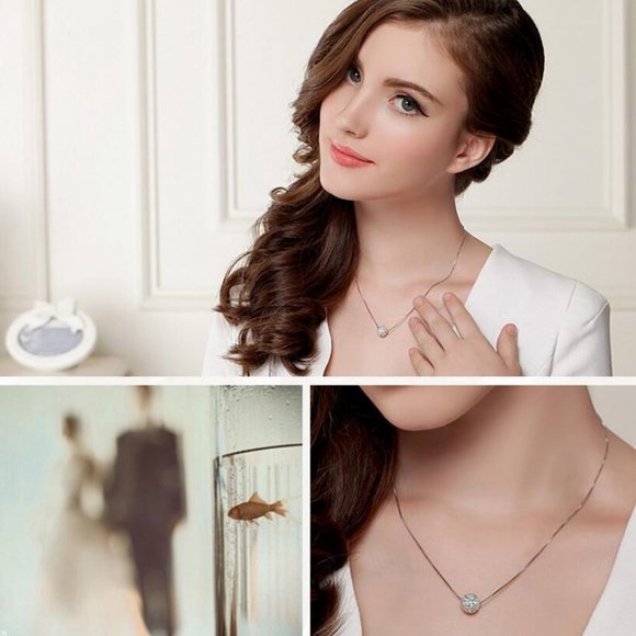 NEW 925 Sterling Silver Diamond Ball Necklace - Picture 2 of 7